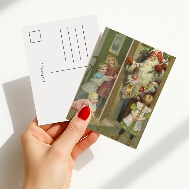 Väntar på tomte | Jul vintage Vykort (Skapare uppladdad)