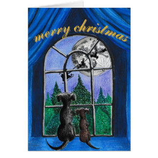 "Väntar på tomten"-hundar Hälsningskort