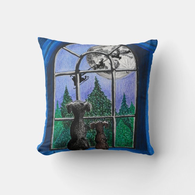 "Väntar på tomten"-hundar Kudde (Framsida)