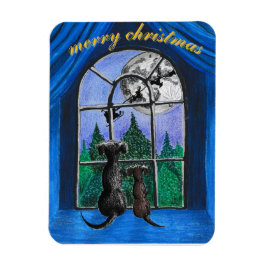 "Väntar på tomten"-hundar Magnet