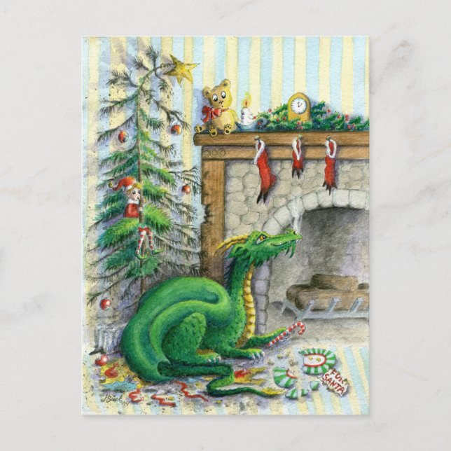 Väntar på tomten - vykort (Framsida)