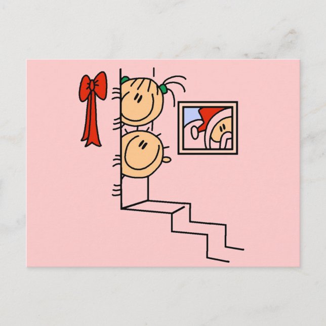 Väntar på tomtskjortor och julklappar helg vykort (Framsida)