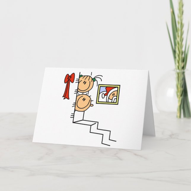 Väntar på tomtskjortor och julklappar helgkort (Framsida)