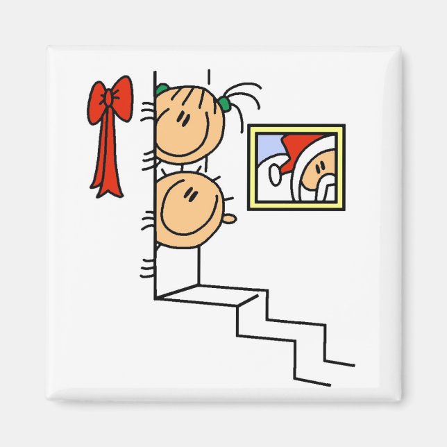 Väntar på tomtskjortor och julklappar magnet (Framsidan)