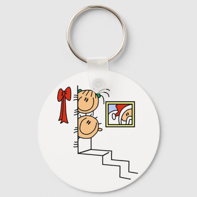 Väntar på tomtskjortor och julklappar nyckelring (Framsida)