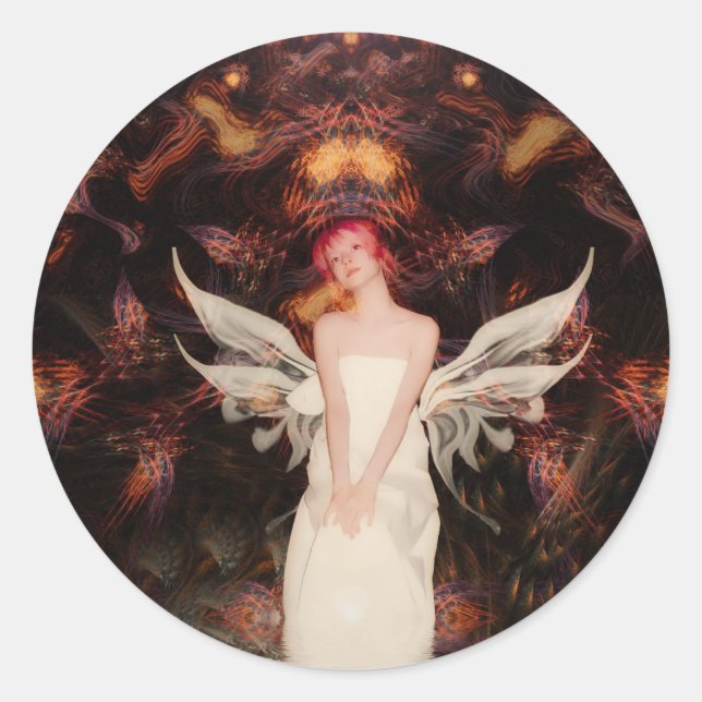 VäntarWings-etikett Runt Klistermärke (Framsida)