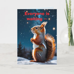 VÄNTAT SQUIRREL CHRISTMAS-KORT FÖR BARN TACK KORT