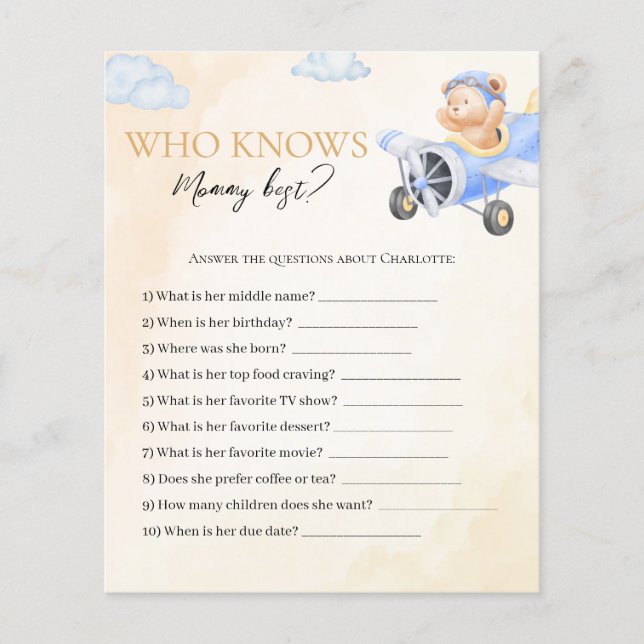 Väntetid som känner till Mamma Baby Shower Game Ca (Framsida)