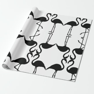 Väntflamingo Black Mönster-omslagning Papper Presentpapper