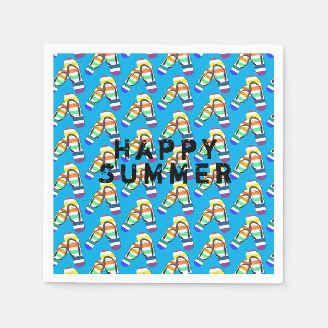 Väntfloppar med sommarregnbåge i lycklig pappersservett (Framsidan)