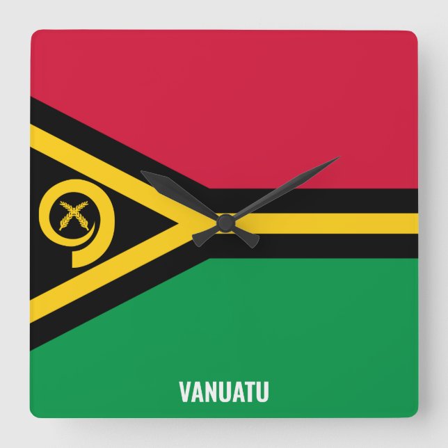 Vanuatu Flagga Dazzling Patriotic Fyrkantig Klocka (Framsida)