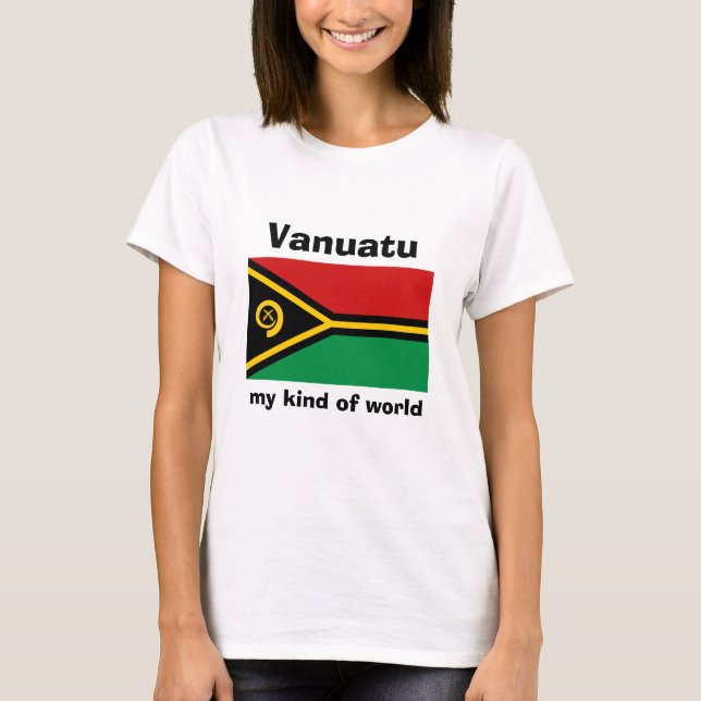Vanuatu Flagga + Karta + Text T-Shirt (Framsida)