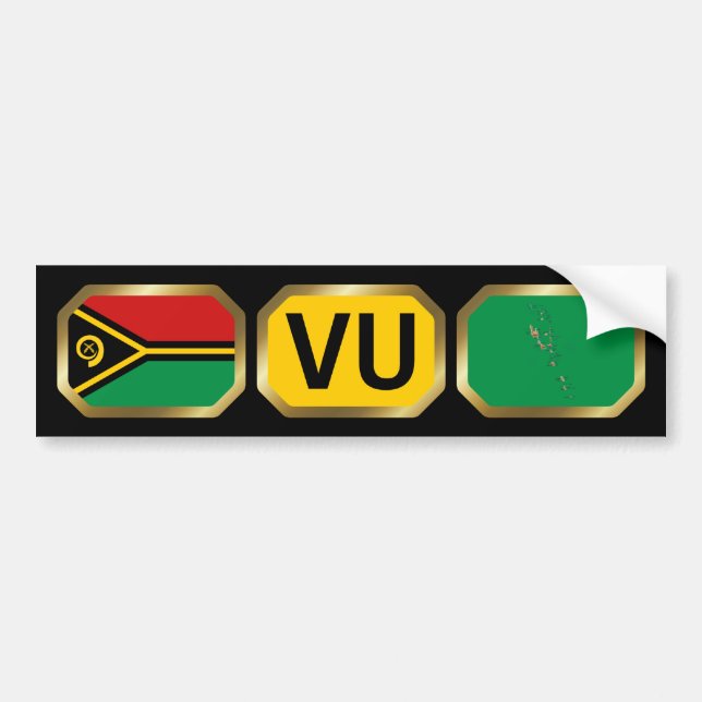 Vanuatu Flagga kod Bumper Sticker Bildekal (Framsidan)