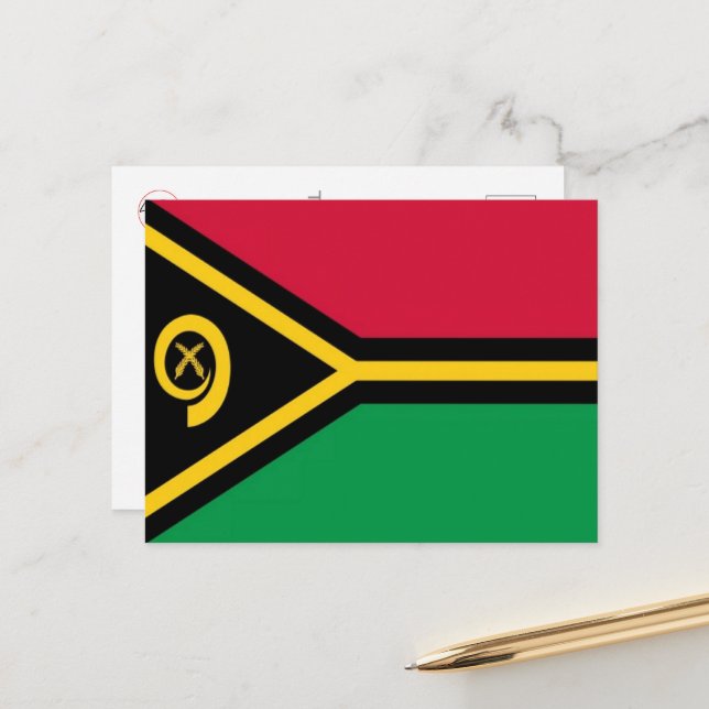 Vanuatu - Flagga - Vykort (Fram/Back In Situ)
