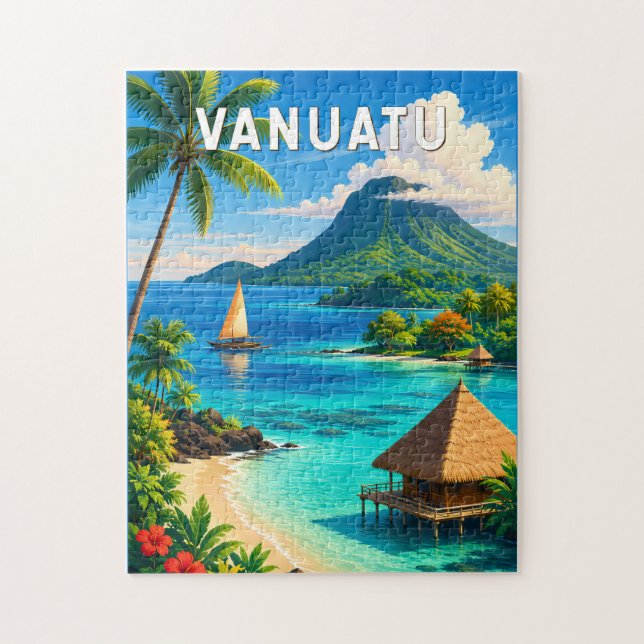 Vanuatu Illustration Resa Konst Vintage Pussel (Vertikal)
