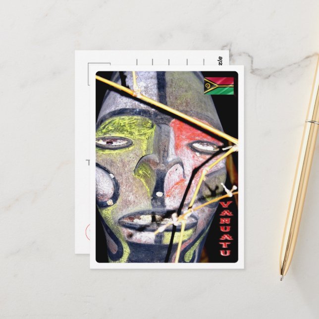 Vanuatu - Mask - Vykort (Fram/Back In Situ)