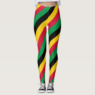 Vanuatu National Flagga Färg Diagonal Stripe Leggings