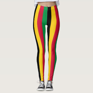 Vanuatu National Flagga Färg Lodrät Stripe Leggings