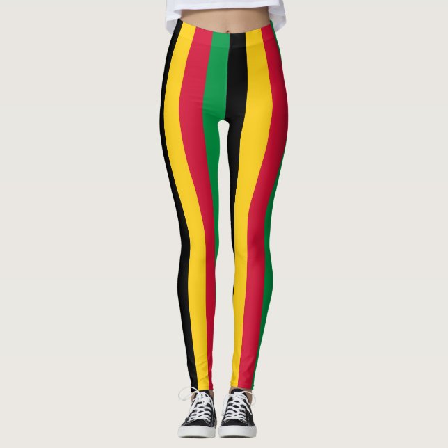 Vanuatu National Flagga Färg Lodrät Stripe Leggings (Framsida)