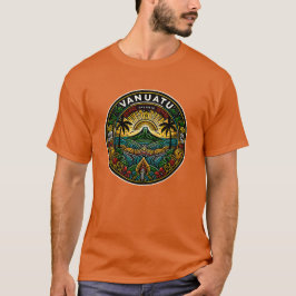Vanuatu Oceania Badge, Volcan Tropical Emblème T Shirt