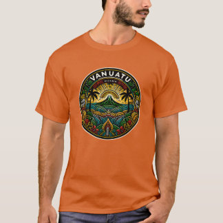 Vanuatu Oceania Badge, Volcan Tropical Emblème T Shirt