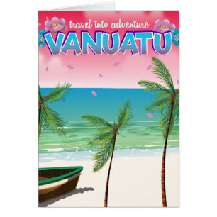 Vanuatu "resa in i äventyr"-reseaffisch. hälsningskort