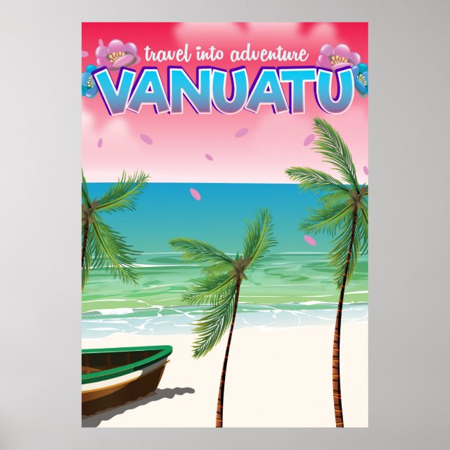 Vanuatu "resa in i äventyret" resaffisch. poster (Framsidan)