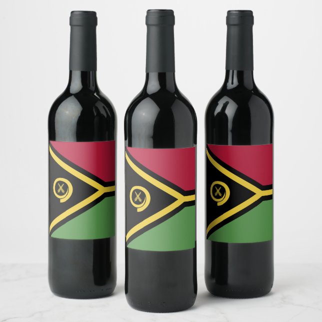 Vanuatus flagga vinflaska etikett (Flaskor)