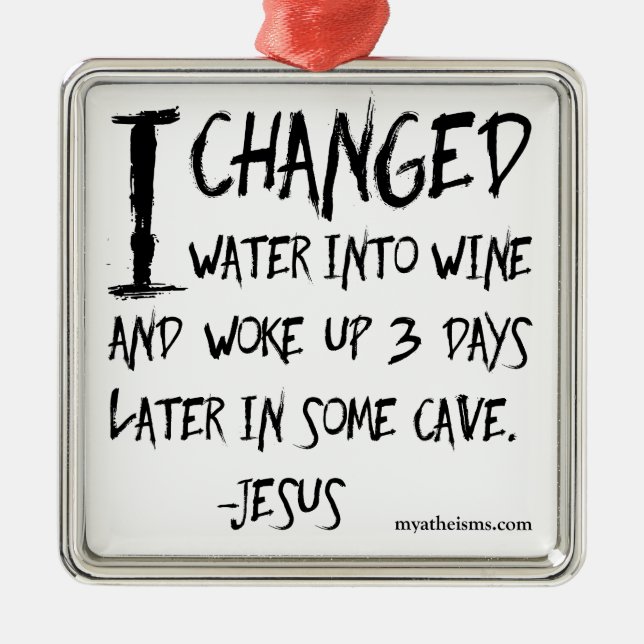 Vanvördigt och uppsluppet ateistord julgransprydnad metall (Framsidan)