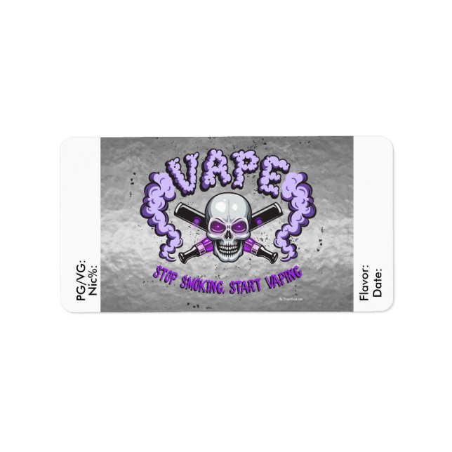 Vape | DIY E-Juice Label Lila Skull av VapeGoat Adressetikett (Framsidan)