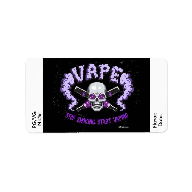 Vape | DIY E-Juice Label Lila Skull av VapeGoat Adressetikett (Framsidan)