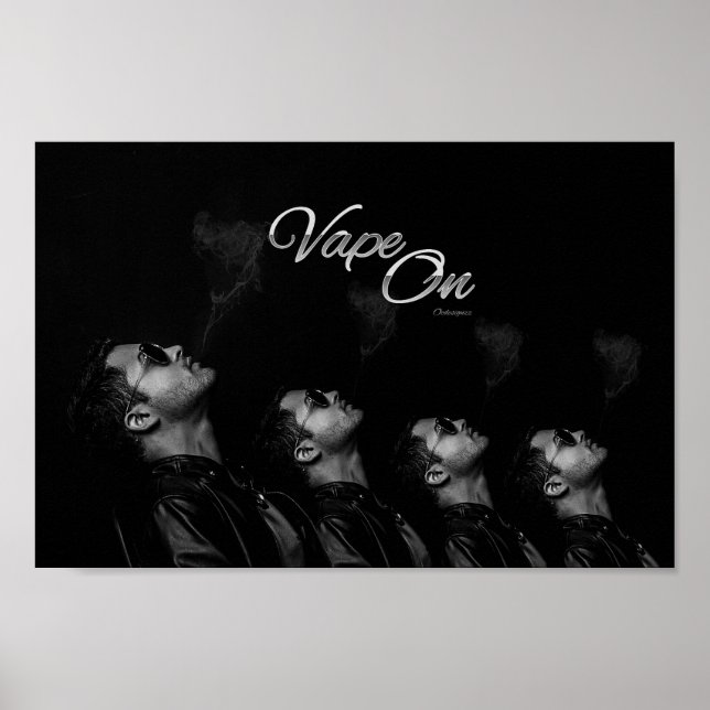 Vape on Man blowing Smoke Poster (Framsidan)