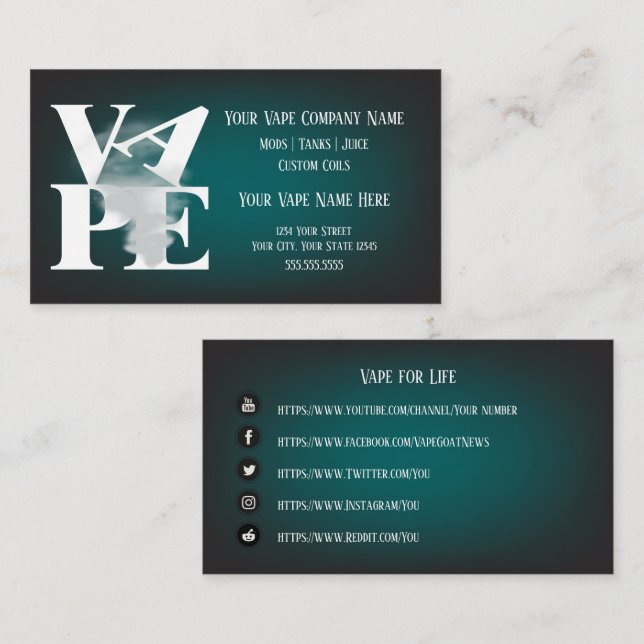 VAPE | Retro VAPE Box Business Social Media Visitkort (Fram/baksida)