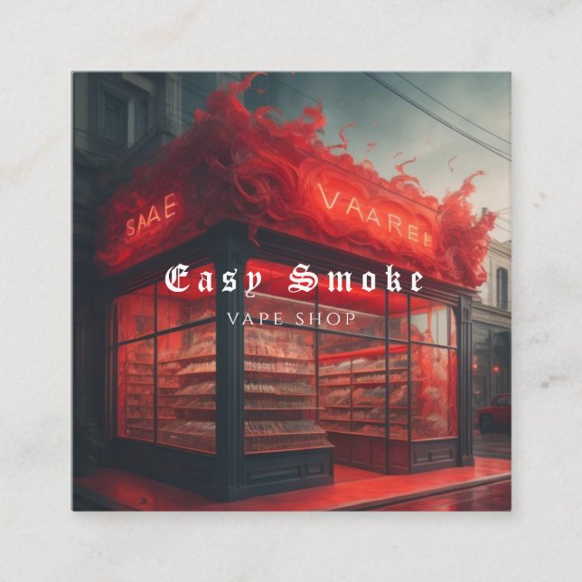 Vape Smoke Shop Store Electronic Cigarette Fyrkantigt Visitkort (Framsida)