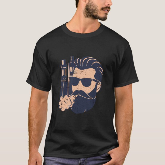 Vape Vaping Bearded Man E-Cigarette T Shirt (Framsida)