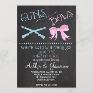Vapen eller Bows Gender Reveal Party-inbjudan Inbjudningar