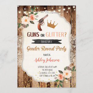 Vapen eller Glitter gender-utlysningsinbjudan Inbjudningar
