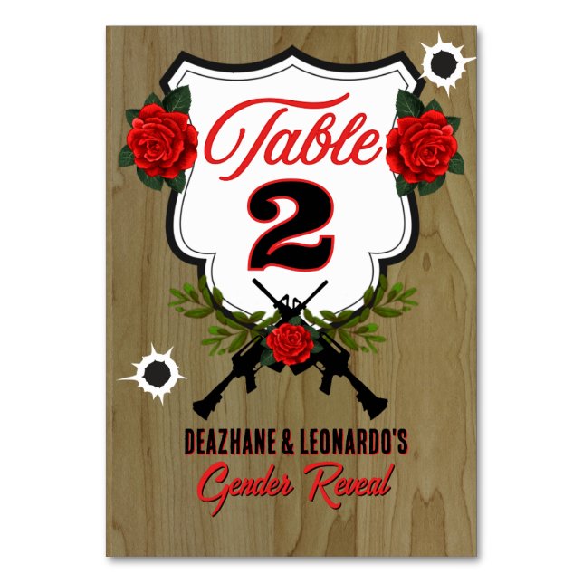 Vapen eller Ro Gender Reveal Bordsnummer (Framsidan)