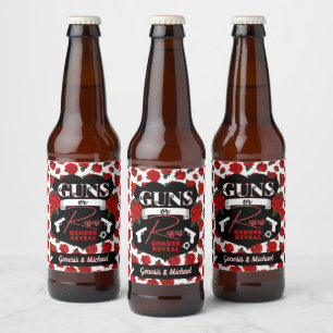 Vapen eller Ro Gender Reveal Red/Black Ölflaska Etikett