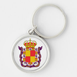 Vapen för Jaén, Spanien Rund Silverfärgad Nyckelring