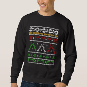 Vapen för Jul, Ugly Sweater Gun Högers Hunting Lång Ärmad Tröja