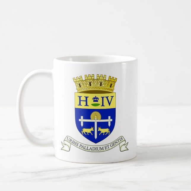 Vapen för Pau, Pyrénées-Atlantiques (FRANKRIKE) Kaffemugg (Vänster)