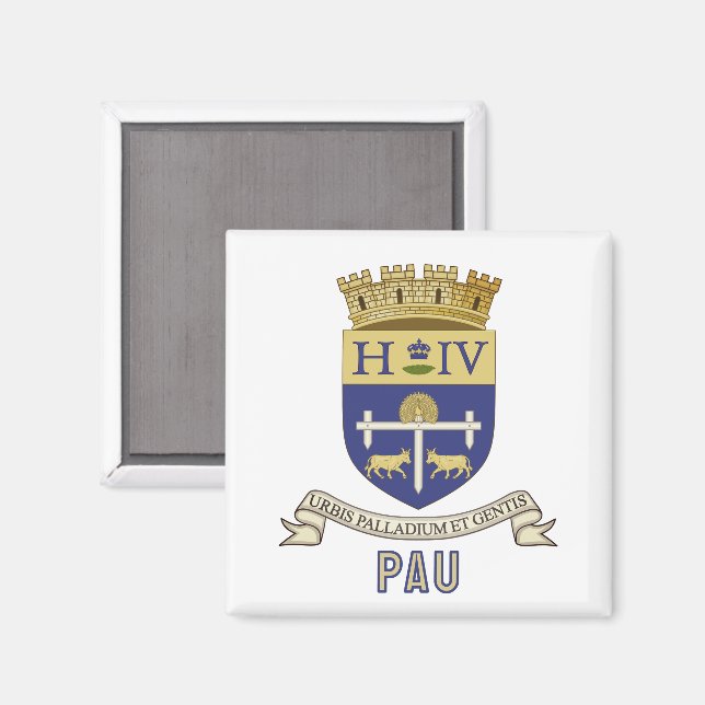 Vapen för Pau, Pyrénées-Atlantiques (FRANKRIKE) Magnet (Front/Back)