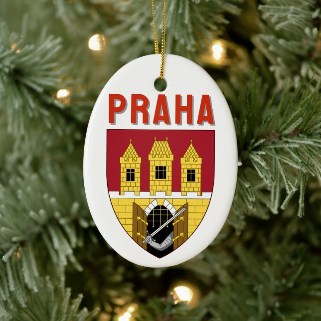 Vapen för Prag, Tjeckien Julgransprydnad Keramik (Träd)