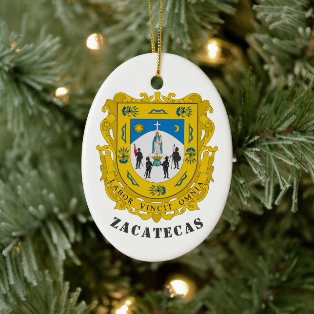 Vapen för Zacatecas, Mexiko Julgransprydnad Keramik (Träd)