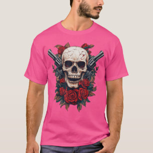 Vapen och Döskallar Music Sten Skull Ansikte med R T Shirt