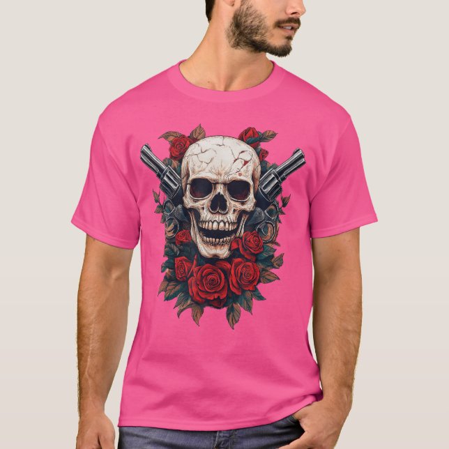 Vapen och Döskallar Music Sten Skull Ansikte med R T Shirt (Framsida)