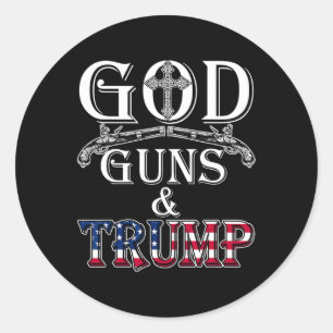 Vapen och trumffartyg 2:a ändringen T Shirt Trump  Runt Klistermärke