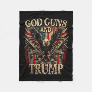 Vapen och trump 2:a ändringen Flagga Eagle America Fleecefilt