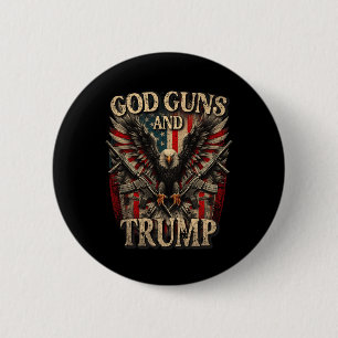 Vapen och trump 2:a ändringen Flagga Eagle America Knapp